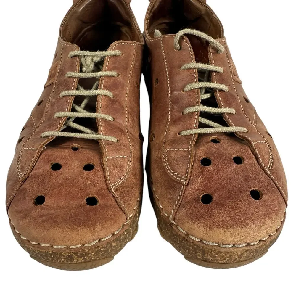 Josef Seibel Spirit of Nature Brown Leather Lace Up Comfort Shoe EU 37 US‎ 6-6.5